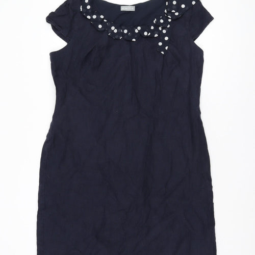 Per Una Women's Blue Polka Dot Sleeveless Dress Size 18