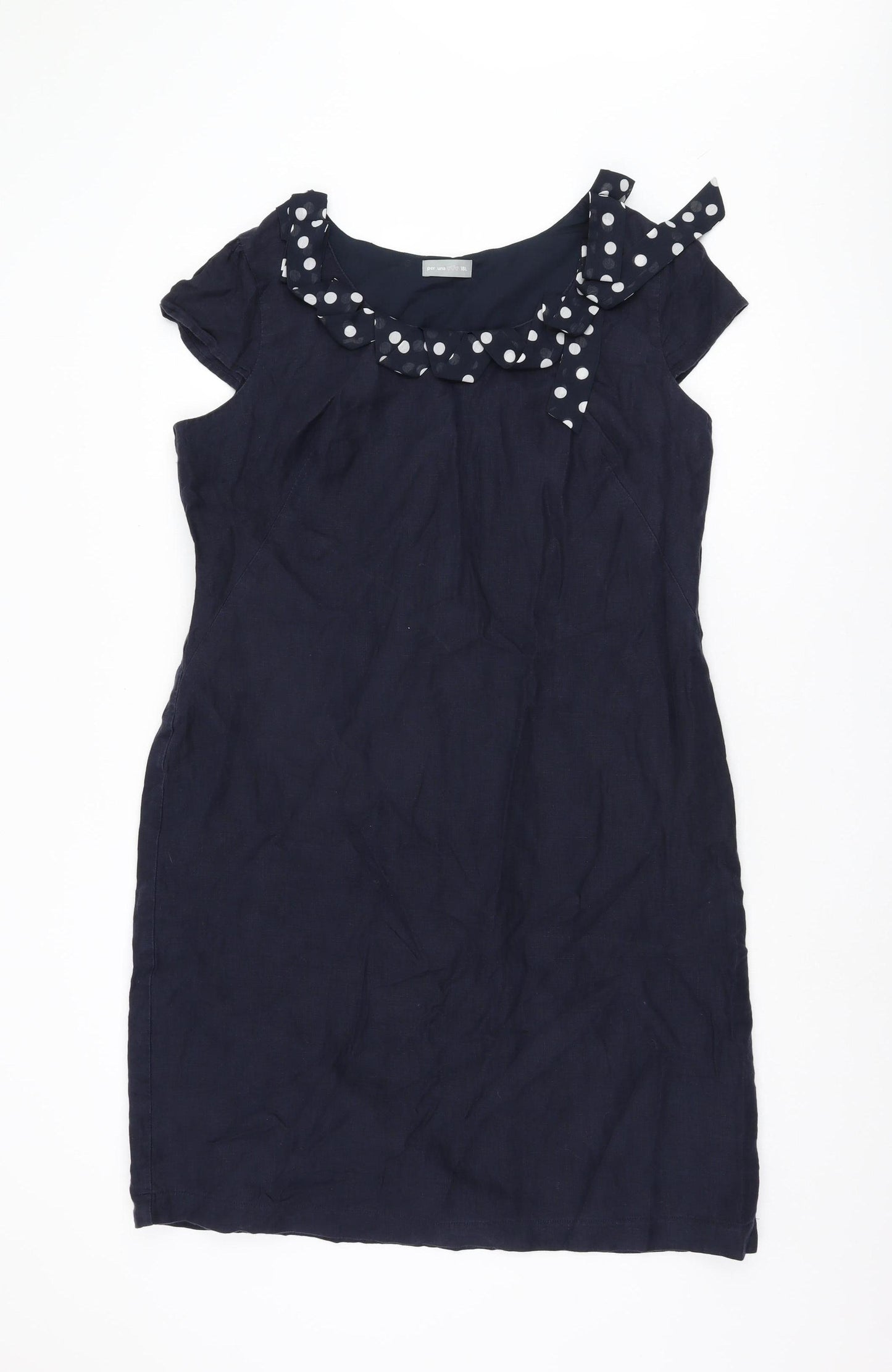 Per Una Women's Blue Polka Dot Sleeveless Dress Size 18