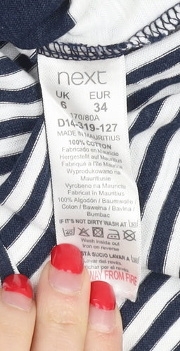 Next Women Blue Striped T-Shirt Size 6