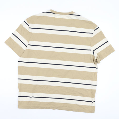 Marks and Spencer Men's Beige XL Striped T-Shirt