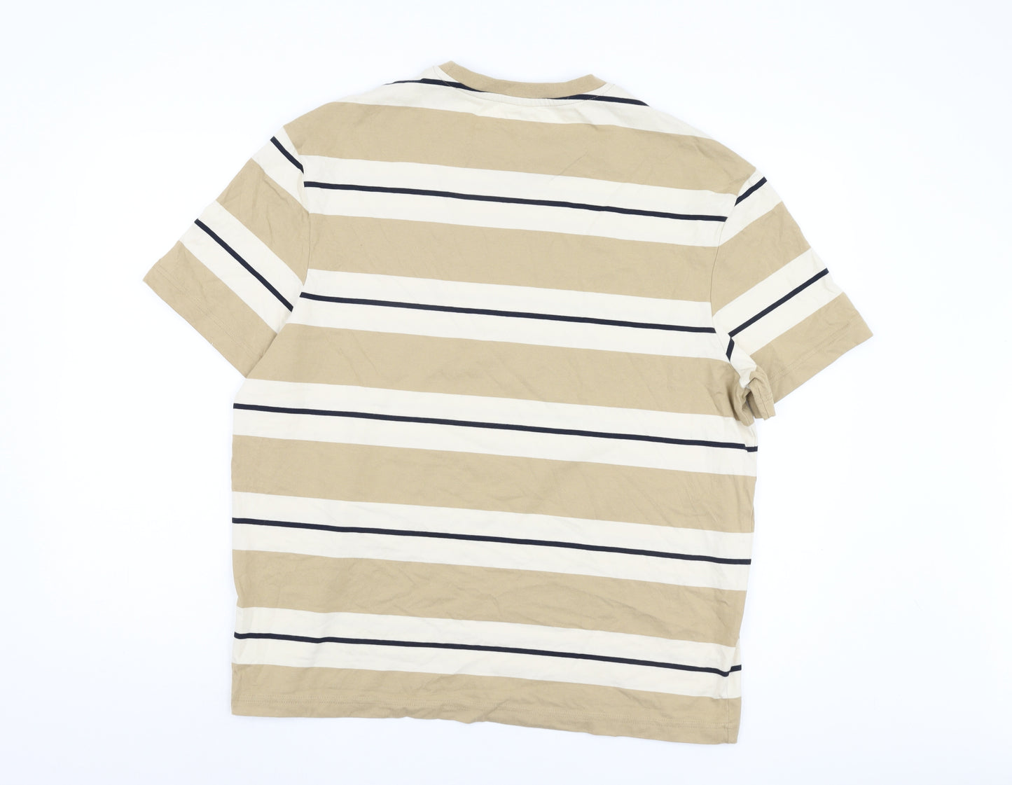 Marks and Spencer Men's Beige XL Striped T-Shirt
