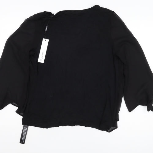 Roman Women's Black V-Neck 3/4 Sleeve Blouse Size 14