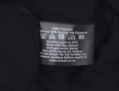 Roman Women's Black V-Neck 3/4 Sleeve Blouse Size 14