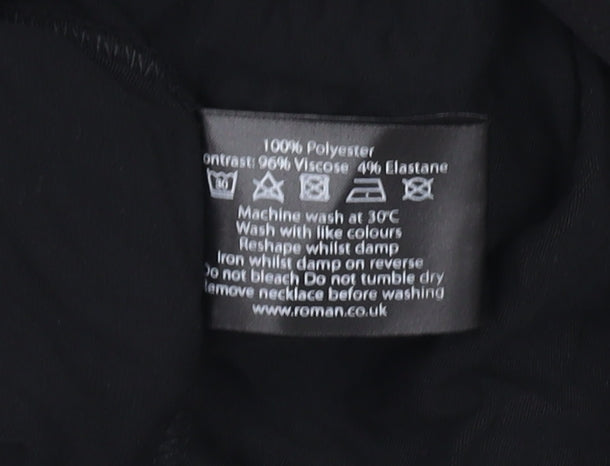 Roman Women's Black V-Neck 3/4 Sleeve Blouse Size 14