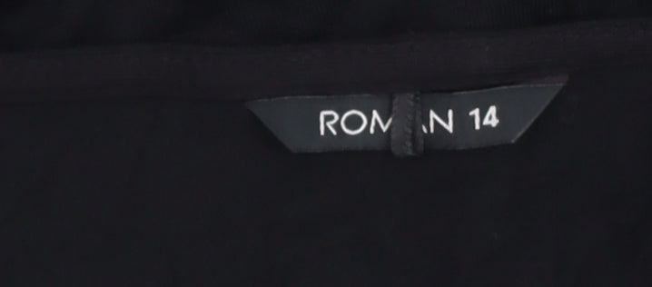 Roman Women's Black V-Neck 3/4 Sleeve Blouse Size 14