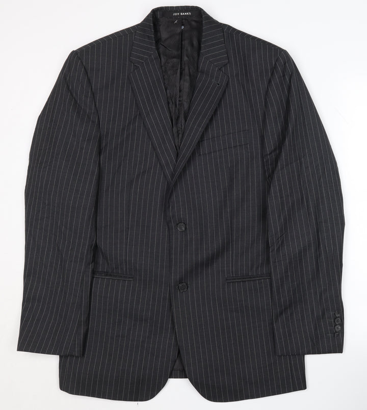 Jeff Banks Men's Black Striped Suit Jacket - Size 40