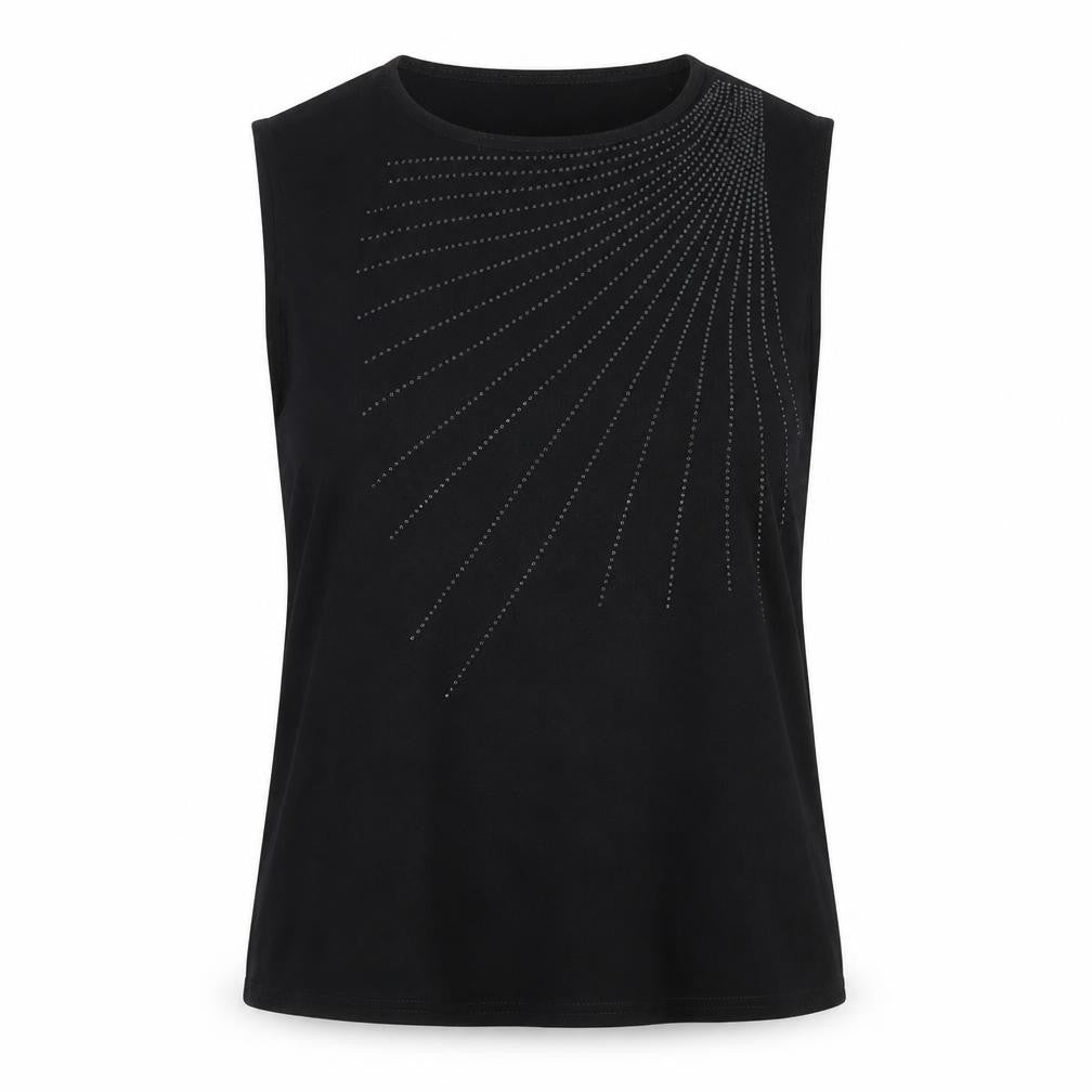 Front view of Bonmarché Women's Black Studded Tank Top L