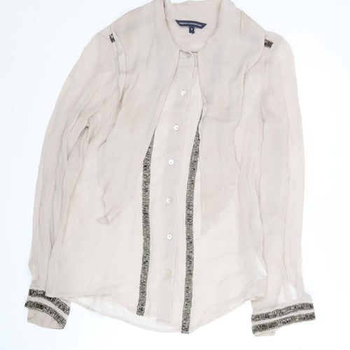 French Connection Women's Beige Silk Blouse Size 8