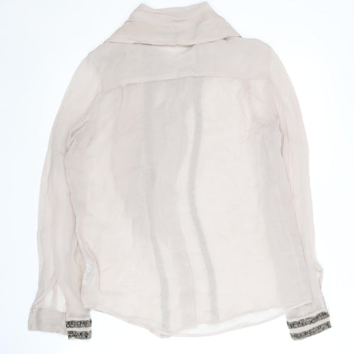 French Connection Women's Beige Silk Blouse Size 8
