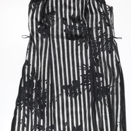 Début Women's Black Floral Striped Slip Dress Size 16