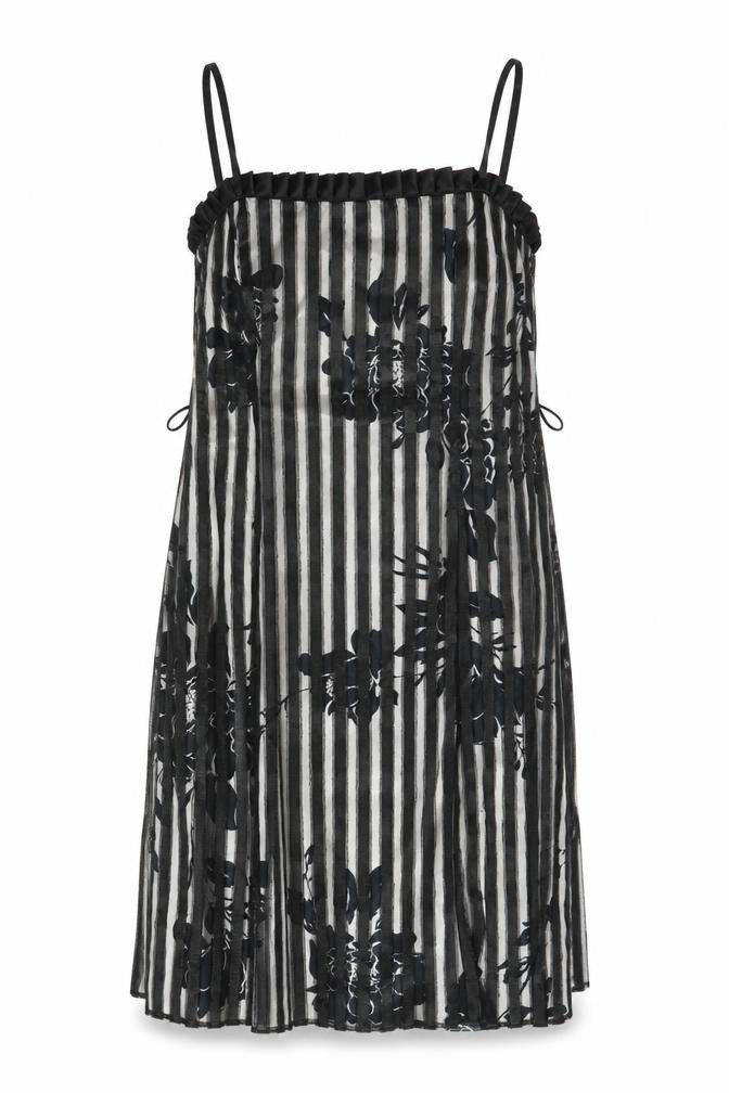 Début Women's Black Floral Striped Slip Dress Size 16