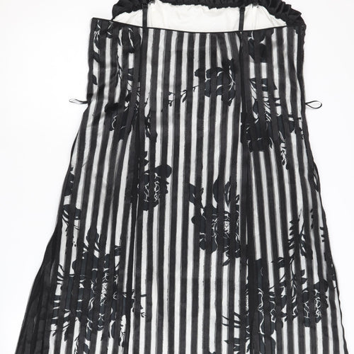 Début Women's Black Floral Striped Slip Dress Size 16