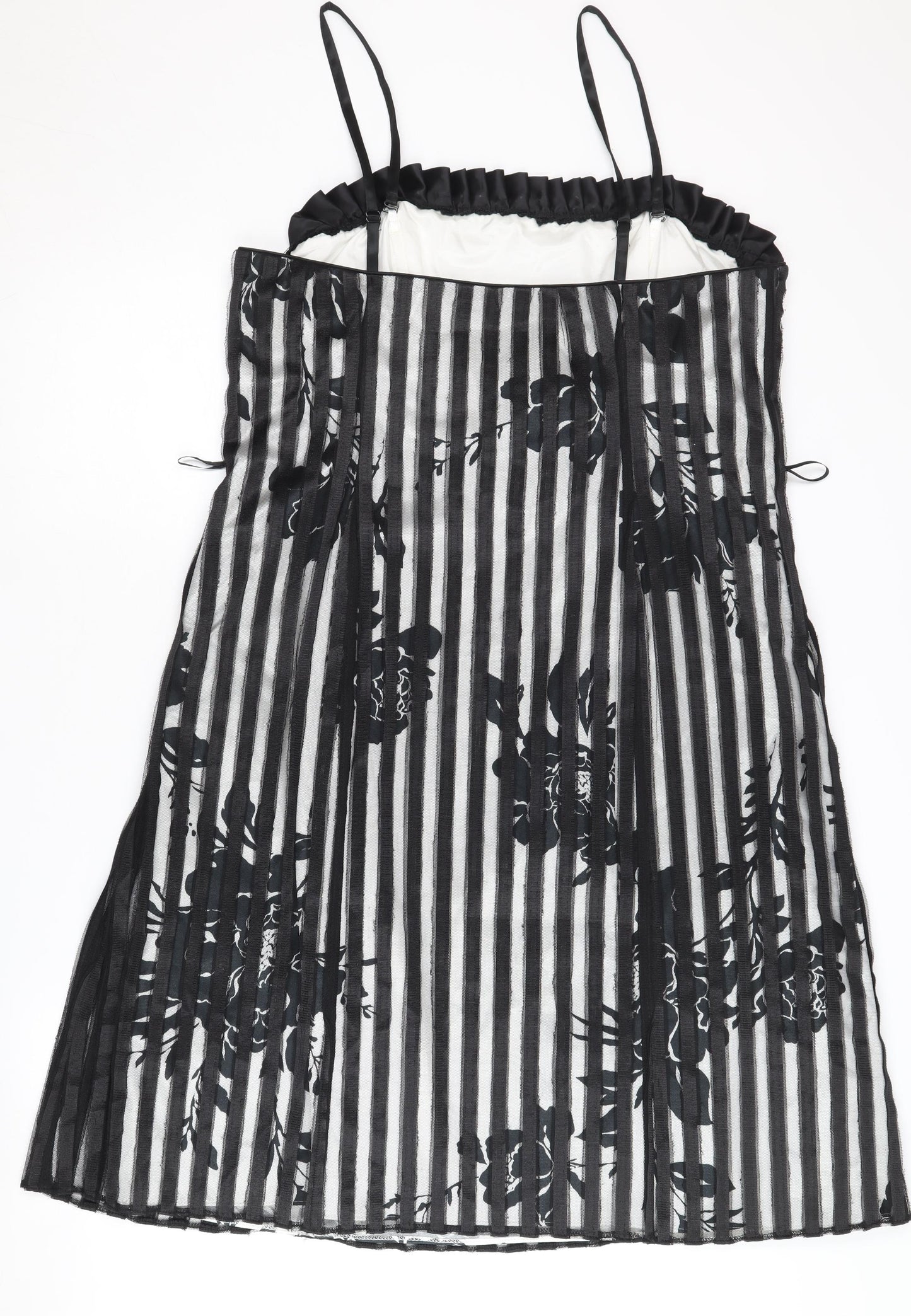 Début Women's Black Floral Striped Slip Dress Size 16
