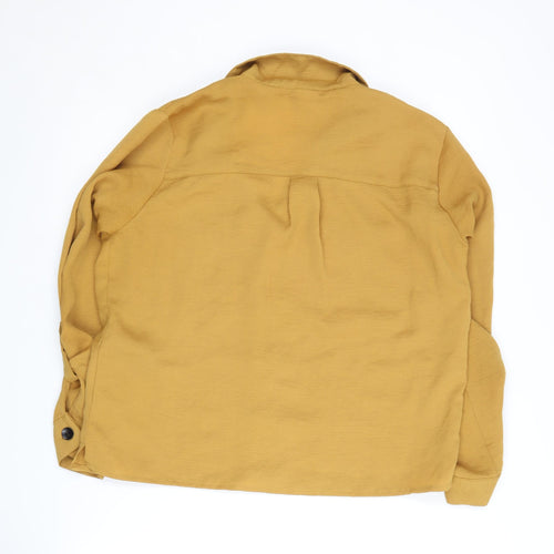 STUDIO Women's Yellow Button-Up Shirt, Size 10
