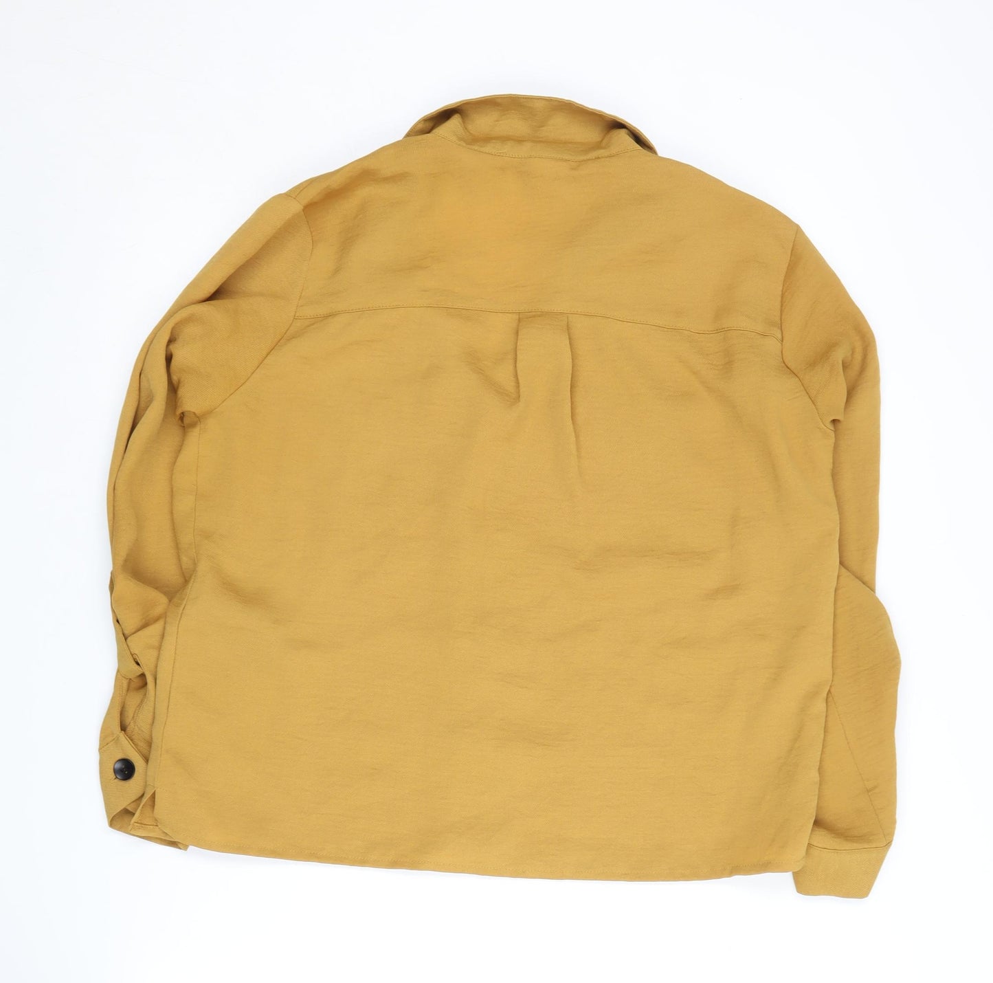 STUDIO Women's Yellow Button-Up Shirt, Size 10