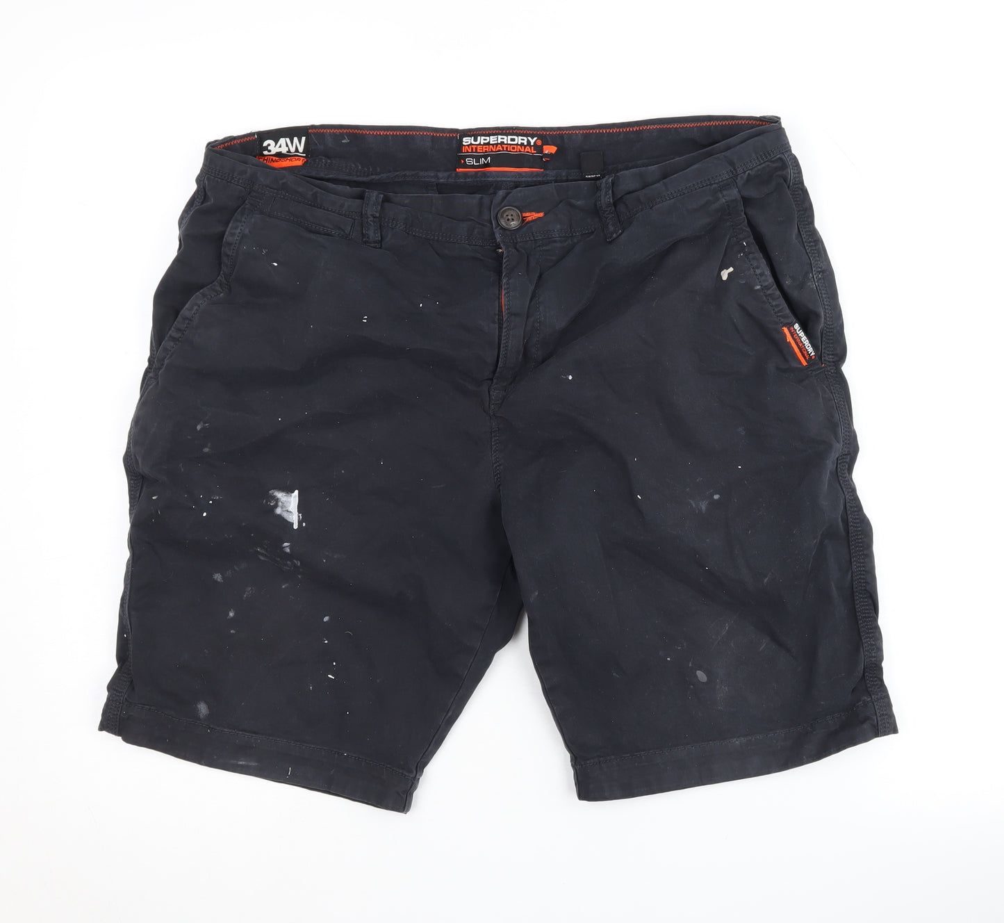 Superdry Mens Black Chino Shorts 34 Slim Fit Casual
