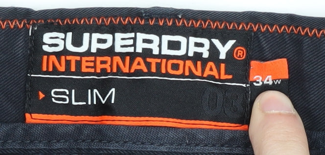 Superdry Mens Black Chino Shorts 34 Slim Fit Casual