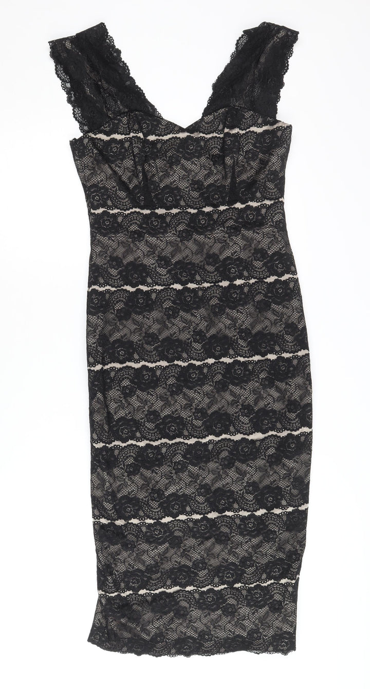 Phase Eight Women's Black Lace Sheath Dress Size 10