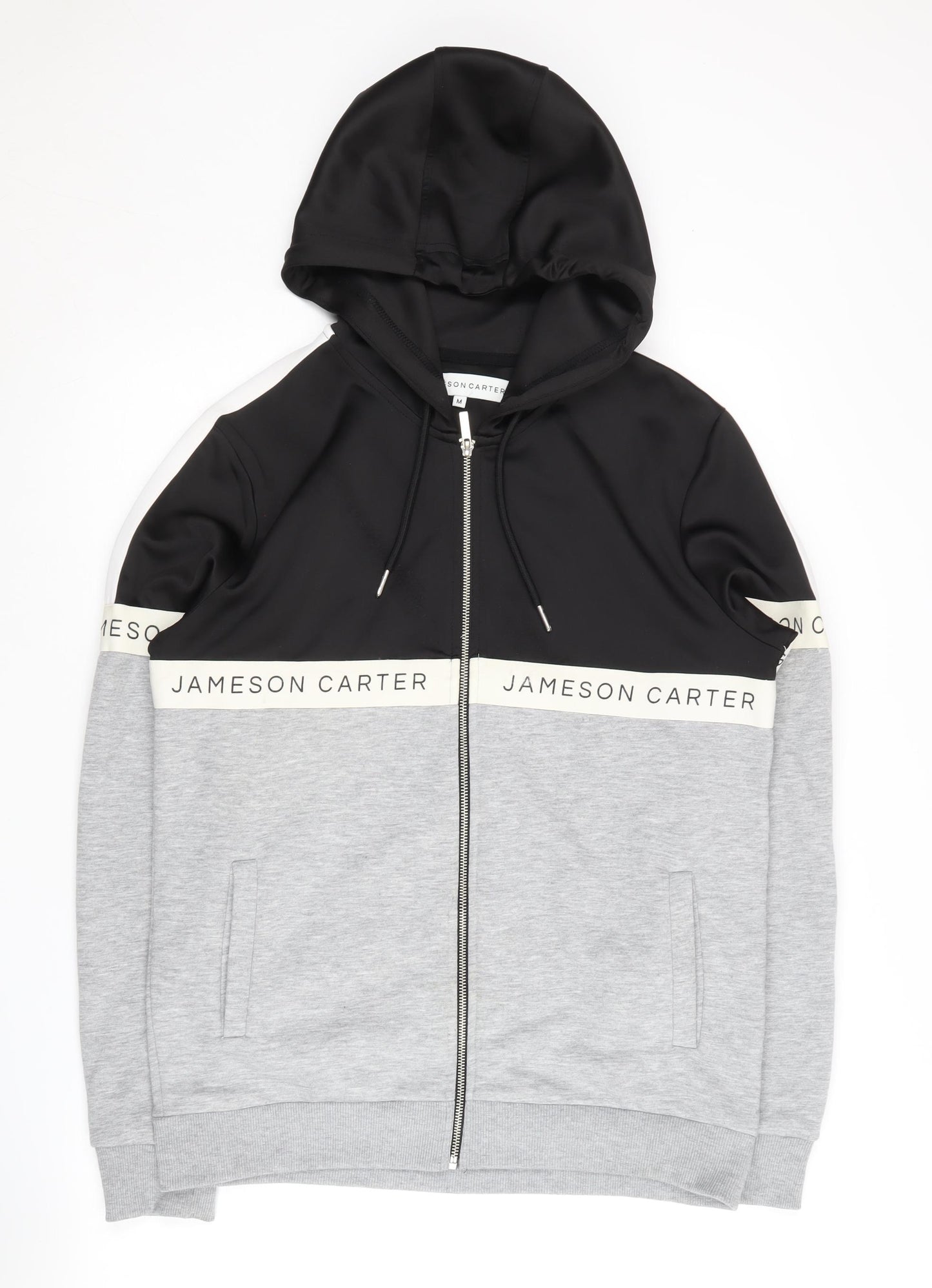 Jameson Carter Men's Black Grey Full Zip Hoodie M