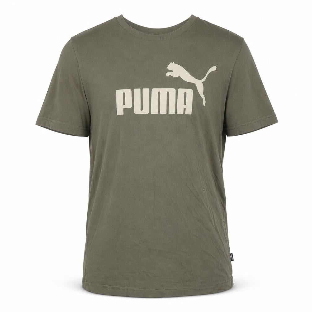 Front view of Puma Men’s Green T-Shirt Medium, Crew Neck, Short Sleeve