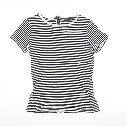 Armani Exchange Women's Black Stripe T-Shirt, 2XS, Rayon