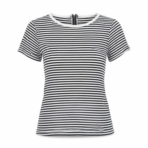 Armani Exchange Women's Black Stripe T-Shirt, 2XS, Rayon