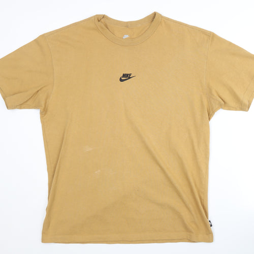 Nike Men's Brown Relaxed Fit Logo T-Shirt - Medium