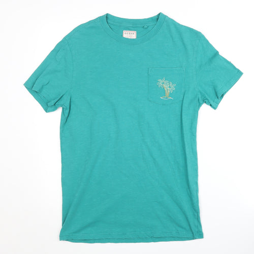 Guess Men's Green Slim Fit T-Shirt, Size S, Summer Style
