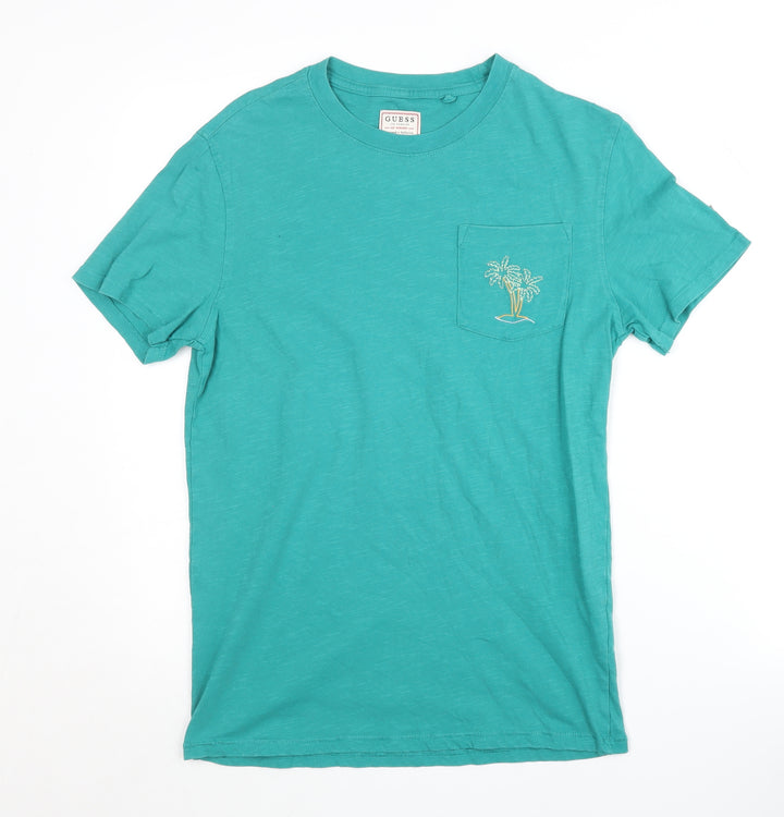 Guess Men's Green Slim Fit T-Shirt, Size S, Summer Style
