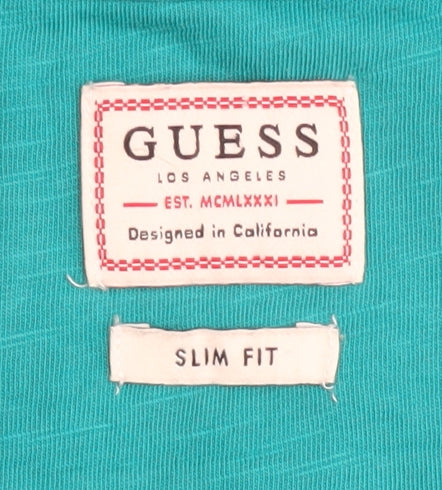 Guess Men's Green Slim Fit T-Shirt, Size S, Summer Style
