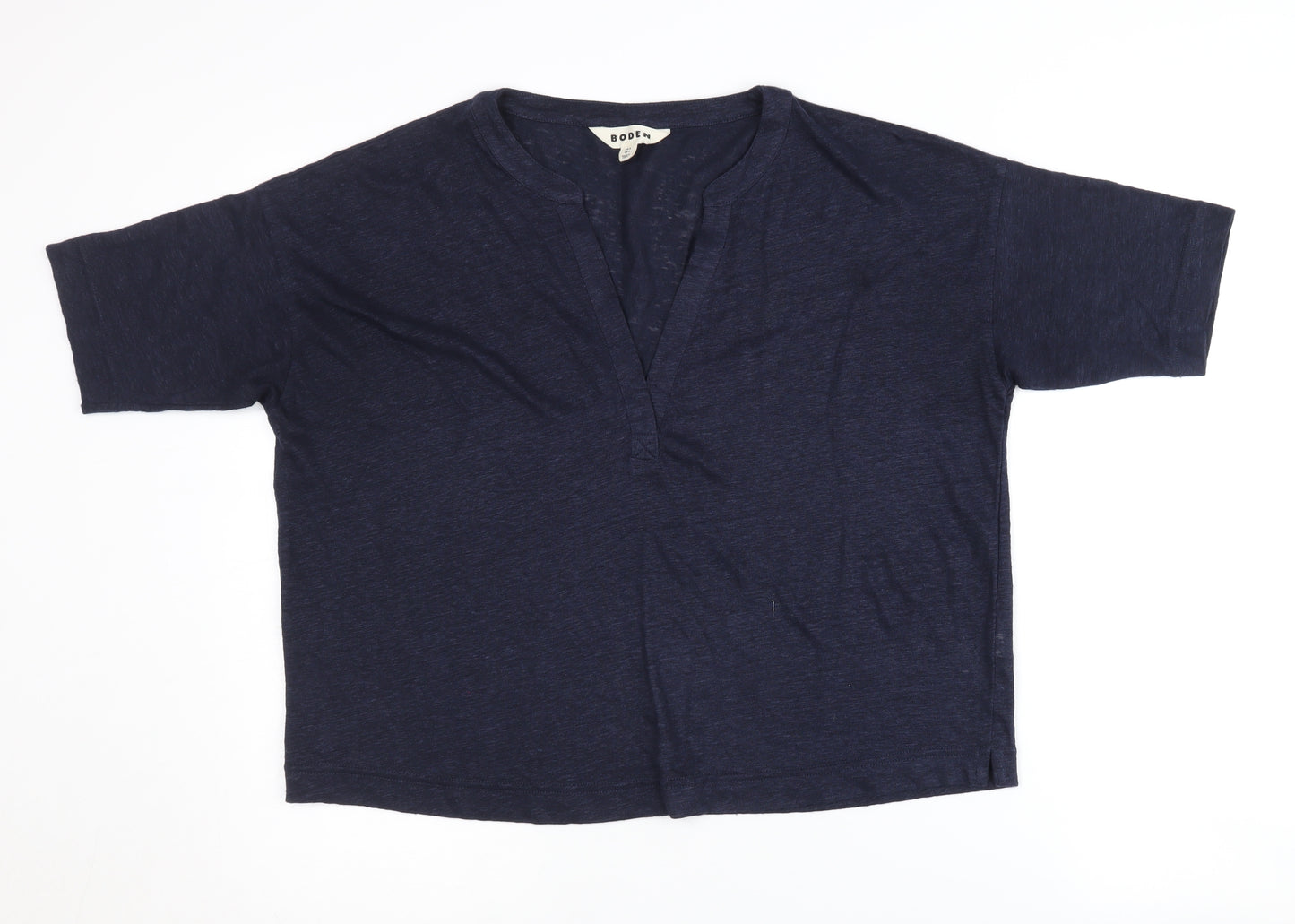 Boden Women's Blue Linen T-Shirt, Size 8