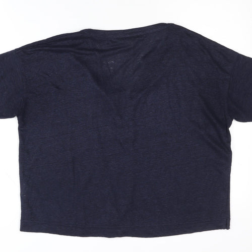 Boden Women's Blue Linen T-Shirt, Size 8