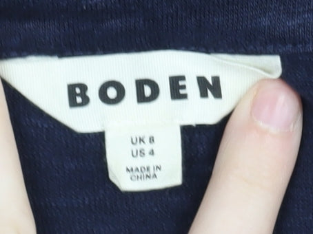Boden Women's Blue Linen T-Shirt, Size 8