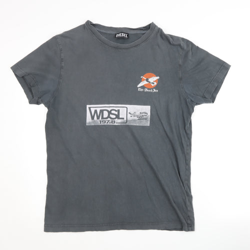 Diesel Men’s Grey Graphic Print T-Shirt, Size L