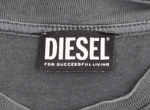 Diesel Men’s Grey Graphic Print T-Shirt, Size L