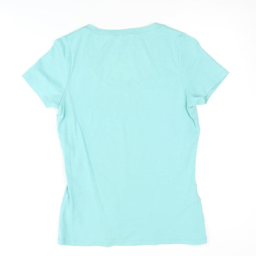 Laura Ashley Women's Blue Cotton T-Shirt Size 12