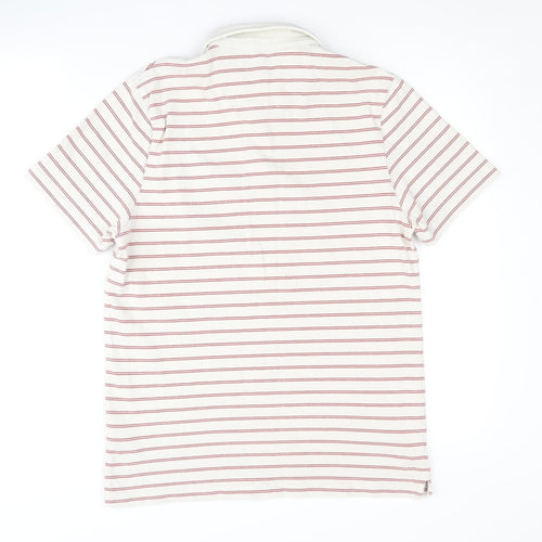 Farah Men's White Striped Polo Shirt - Size S