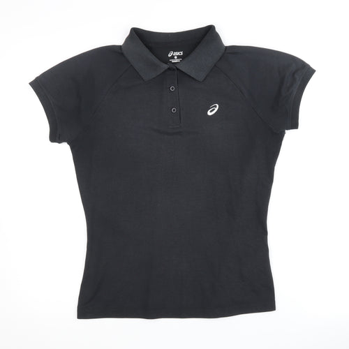 Asics Women's Black Polo Shirt, M, Cotton-Poly Blend