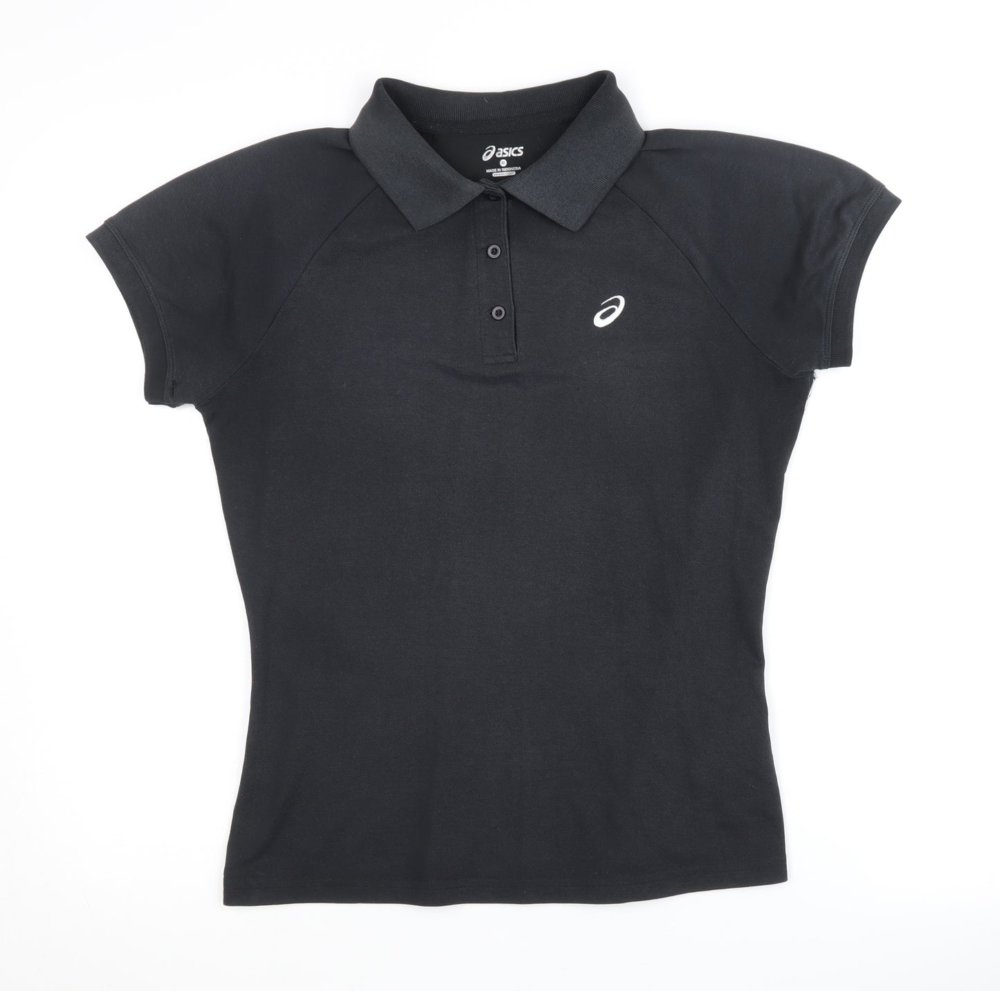 Asics Women's Black Polo Shirt, M, Cotton-Poly Blend