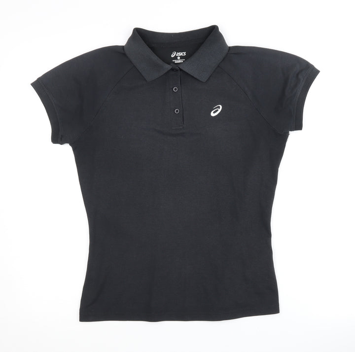 Asics Women's Black Polo Shirt, M, Cotton-Poly Blend