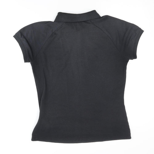Asics Women's Black Polo Shirt, M, Cotton-Poly Blend