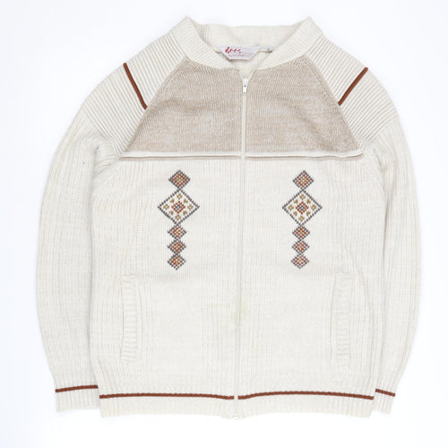 Dunn & Co Men's Ivory Geometric Knit Jacket M