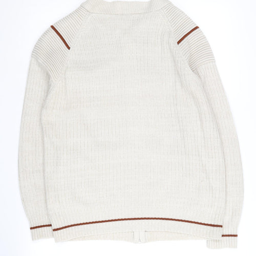 Dunn & Co Men's Ivory Geometric Knit Jacket M