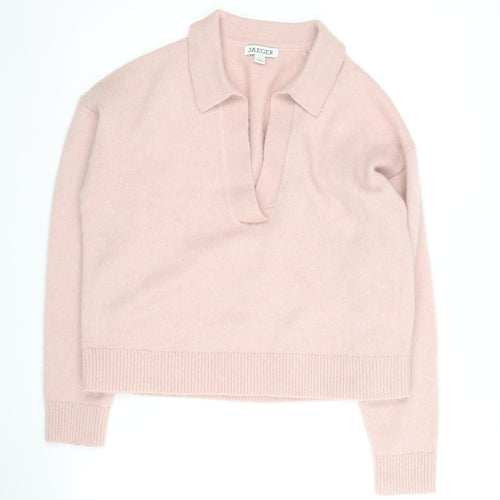 Jaeger Pink V-Neck Women's Jumper - Size S