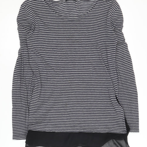 AllSaints Women's Grey Striped Pullover Jumper Size 8