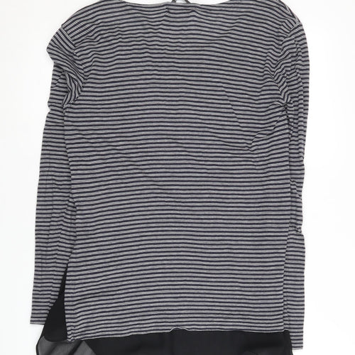 AllSaints Women's Grey Striped Pullover Jumper Size 8