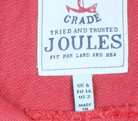Joules Women's Red Cotton Button-Up Shirt Size 6