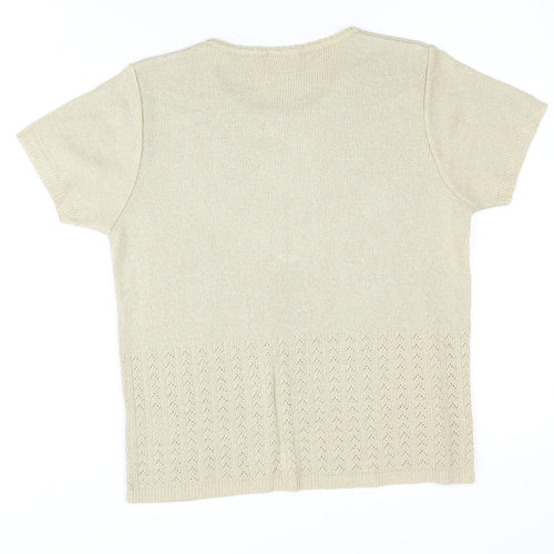 Eastex Women's Beige Short Sleeve Knit Jumper, Size S