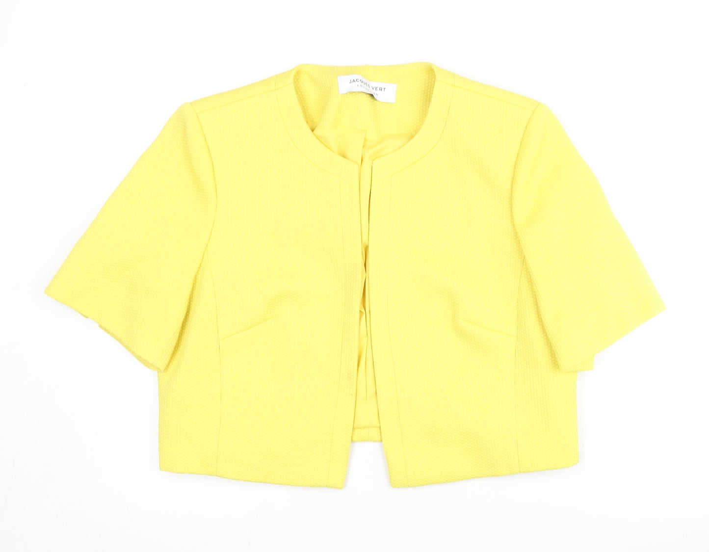 Jacques Vert Women's Yellow Short Sleeve Blazer UK 14