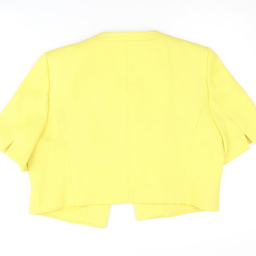 Jacques Vert Women's Yellow Short Sleeve Blazer UK 14